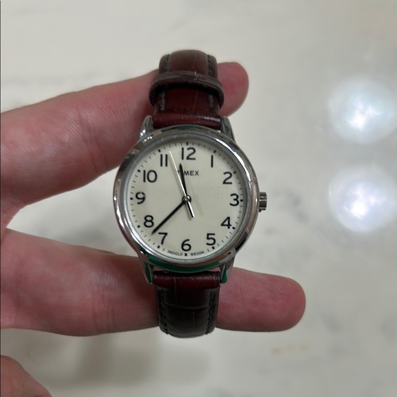 Timex Accessories - Timex Watch with Dark Brown Leather Strap